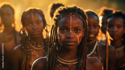 Group of People and children from african tribes photo