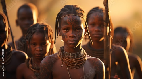 Group of People and children from african tribes