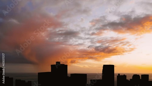 Skyline sunset sky in a cloudy day