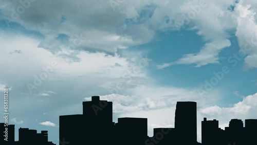 Skyline blue cloudy sky in a sunny day