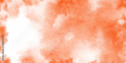 abstract soft orange smoke clouds isolated on white background. orange Summer sky watercolor background for your design, watercolor background concept for banner, poster, vCard, invitation ,wallpaper.