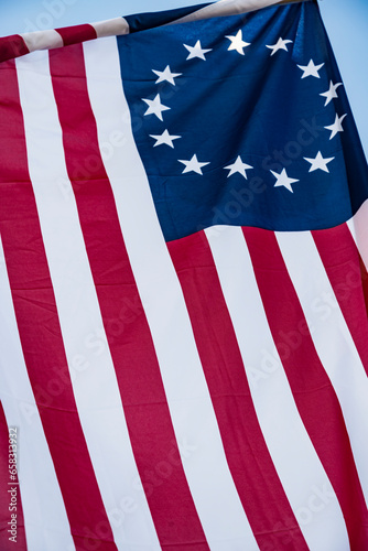 American 13 point historic flag often named the Betsy Ross flag, t