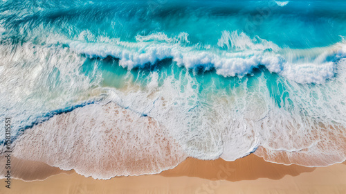 Turquoise water background from top view