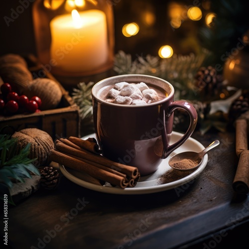 "The Perfect Cozy Christmas Evening with Cocoa" Ai generated.