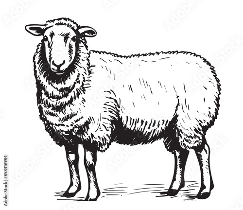 Sheep sketch hand drawn in doodle style Farming illustration