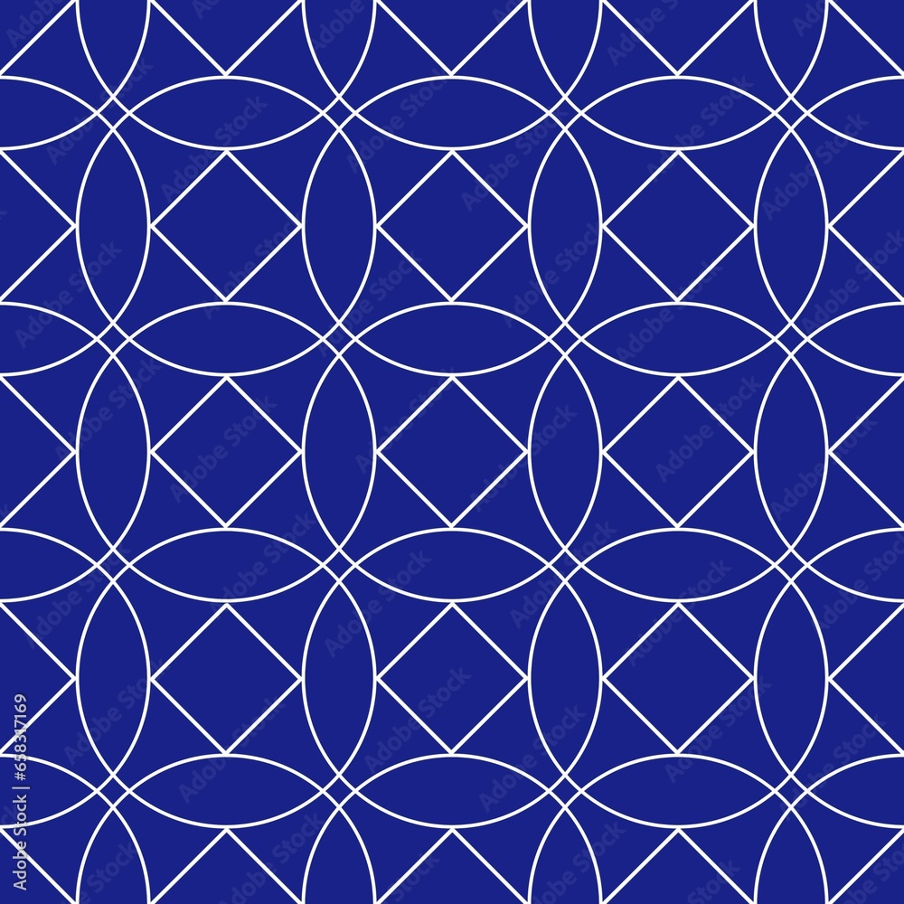 Fototapeta premium Seamless pattern circles that overlap, geometric shape in the middle. Vector