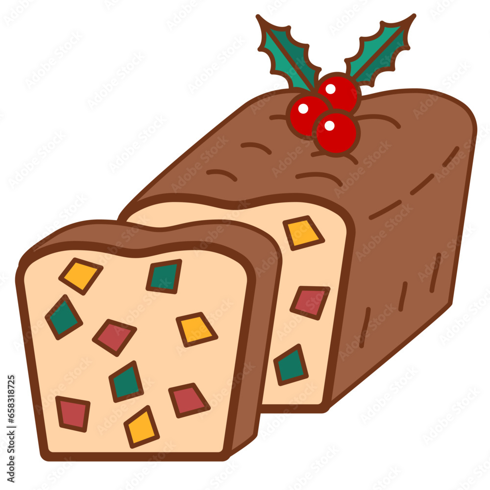 Christmas fruitcake. National Fruitcake Month. Stollen, traditional