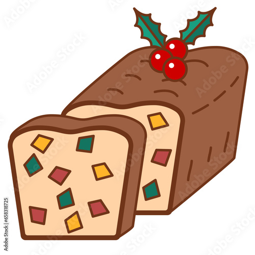 Christmas fruitcake. National Fruitcake Month. Stollen, traditional German holiday fruitcake. Traditional Christmas cake with fruits and nuts