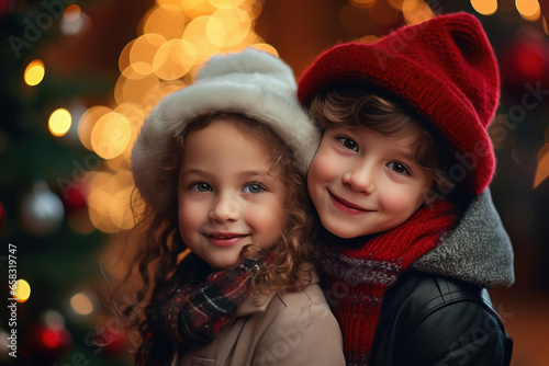 cute children celebrating christmas festival