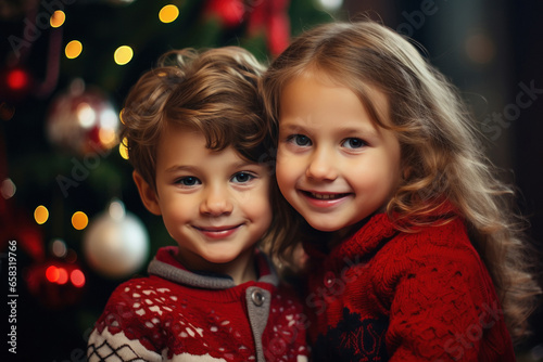 cute children celebrating christmas festival