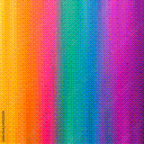 Colorful mosaic pixel art texture. Pixelated rainbow vertical gradient background with dither effect. Vector background photo