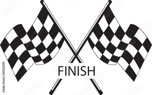 crossed racing flag and chekared flag vector illustration	

