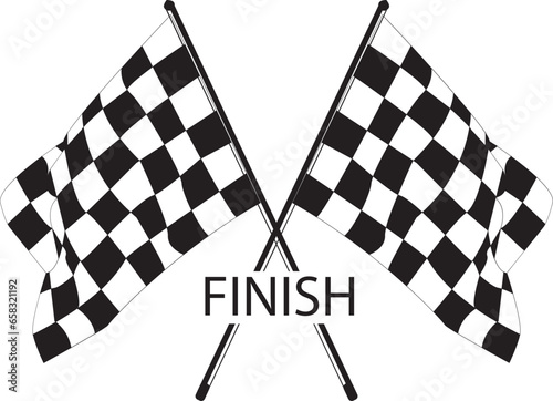 crossed racing flag and chekared flag vector illustration	
