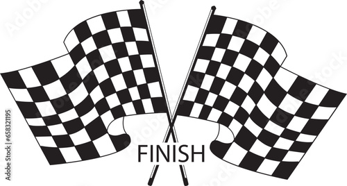 crossed racing flag and chekared flag vector illustration 