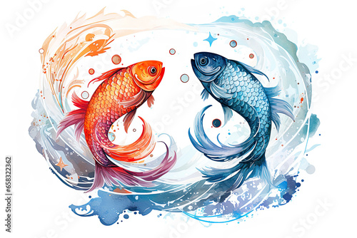 pisces zodiac sign. Astrology calendar. Esoteric horoscope and fortune telling concept