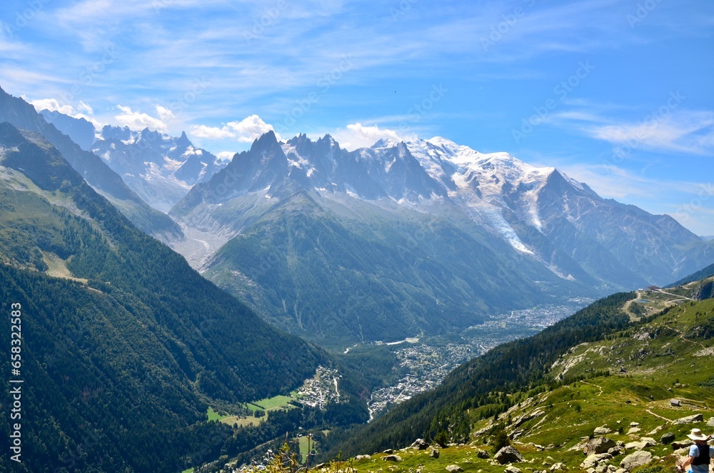 Landscape of the Mont Blanc massif from the route of the Lakes de la Flegère, France
