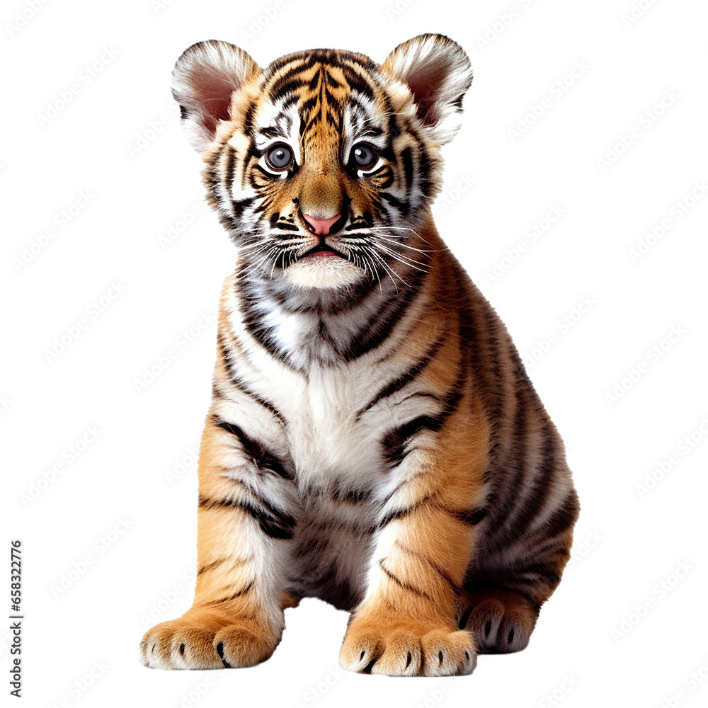 Obraz premium Tiger cub on transparent background