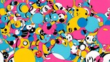 abstract colorful background with circles, a playful and whimsical abstract still life, with bright pops of color and quirky details
