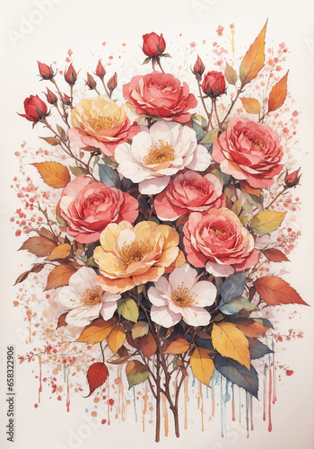 bouquet of roses on white