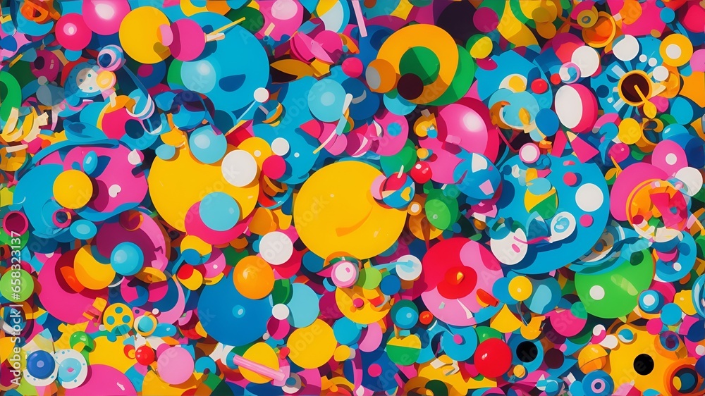 Fototapeta premium background with circles, a playful and whimsical abstract still life, with bright pops of color and quirky details
