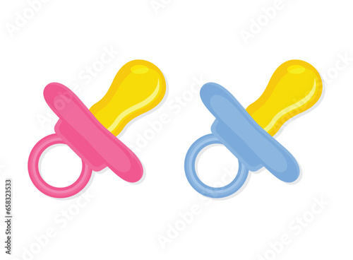 Baby pacifier icon in flat style. Nipple for newborn child vector illustration on isolated background. Soother sign business concept.
