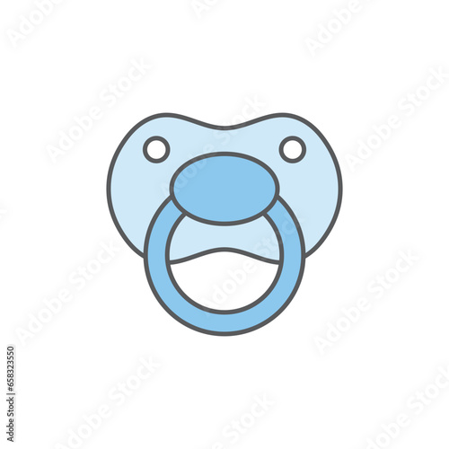 Baby pacifier icon in flat style. Nipple for newborn child vector illustration on isolated background. Soother sign business concept.