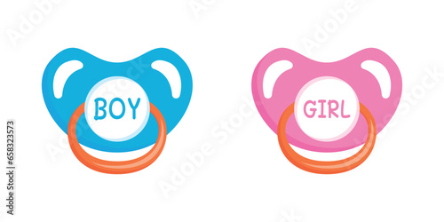 Baby pacifier icon in flat style. Nipple for newborn child vector illustration on isolated background. Soother sign business concept.