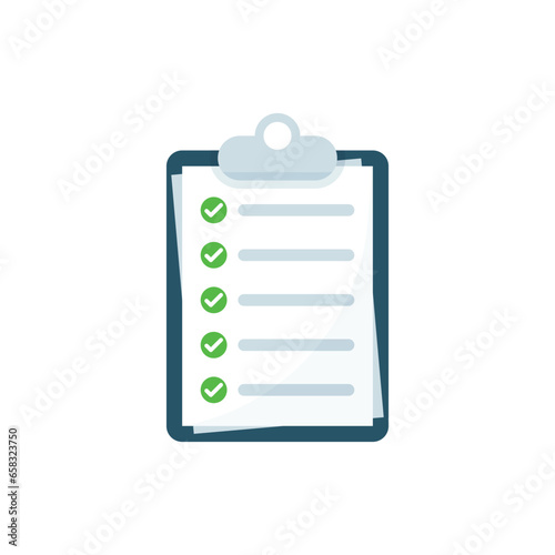 Clipboard with checklist icon in flat style. Planning and organization of work vector illustration on isolated background. Document sign business concept.