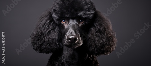 Male black poodle of medium size photo