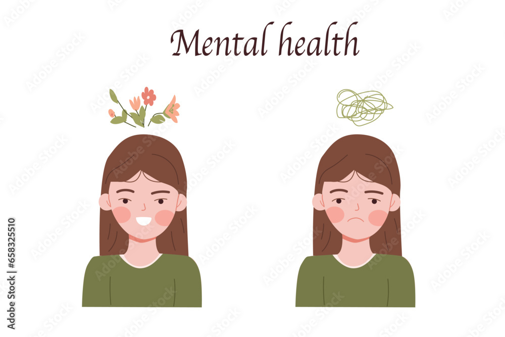 mental health concept - cute girl isolated