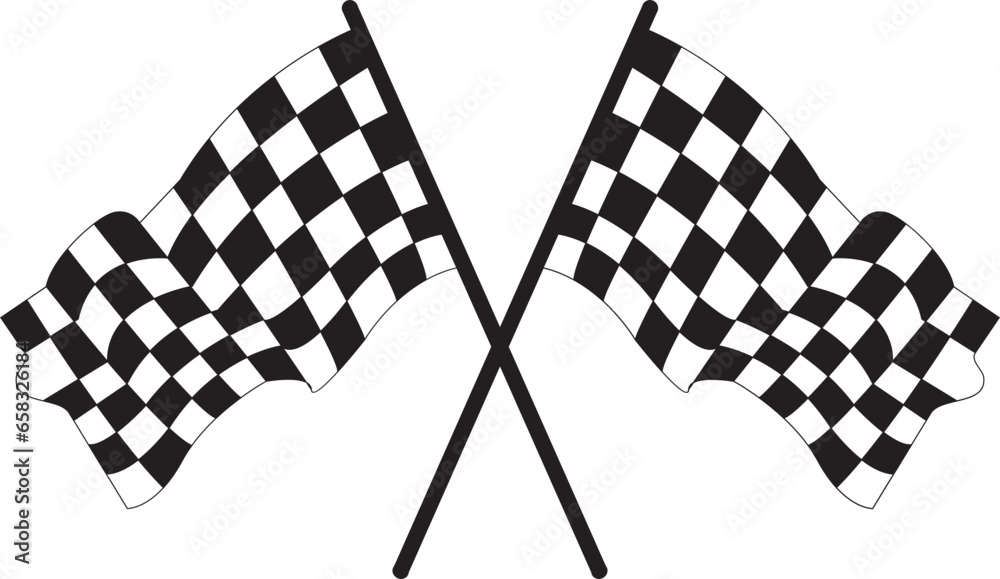 Fototapeta premium crossed racing flag and chekared flag vector illustration