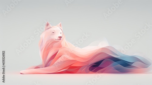  a white dog with long hair laying down on the ground.  generative ai © Nadia