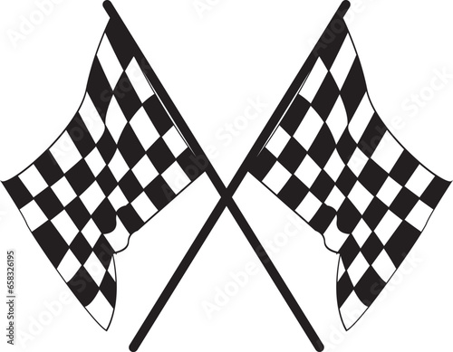 crossed racing flag and chekared flag vector illustration