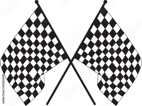 crossed racing flag and chekared flag vector illustration