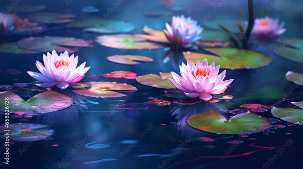 Flowers on water UHD wallpaper Stock Photographic Image