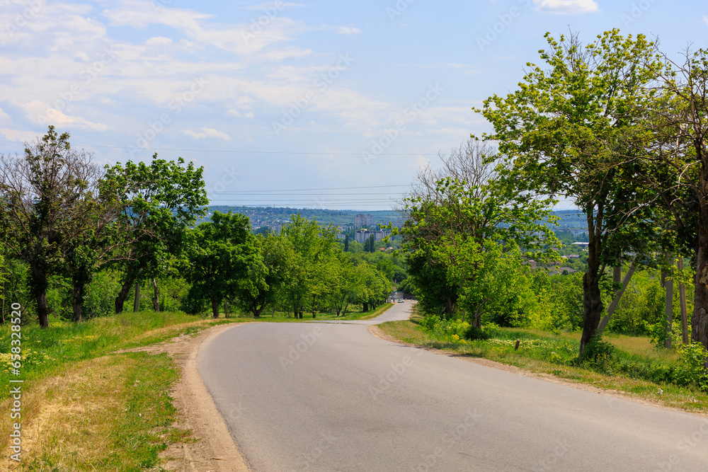 Nice rural road. Background with selective focus and copy space Nice rural road. Background with selective focus and copy space