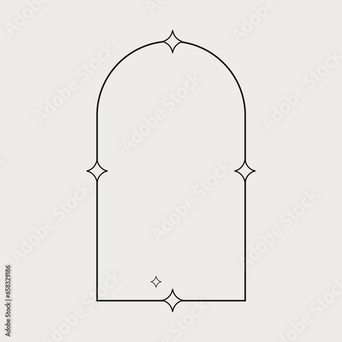Arc, Arch, Frame Arc, Frame, Stylized Stars. Abstract Minimalistic Linear Design Element, geometric Form, Modern Arch Shape.