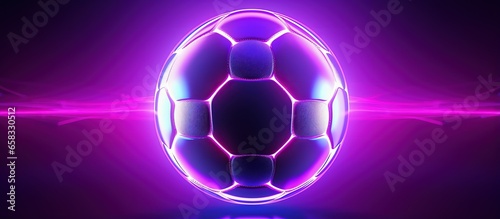 Futuristic neon lit soccer ball on white backdrop © AkuAku