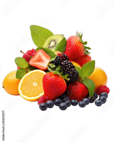 Bunch of fruits isolated on transparent and white background. Png transparent