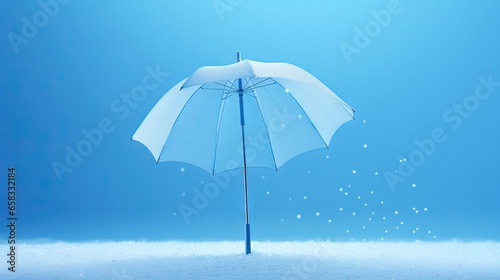  a clear umbrella sitting on top of a snow covered ground.  generative ai © Nadia