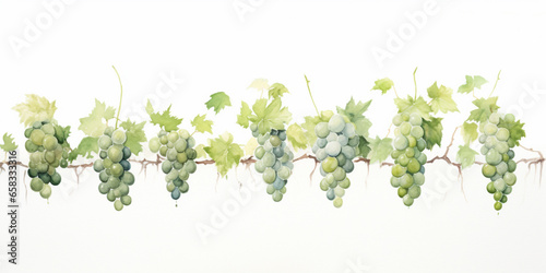 Watercolour Collection   No1   Homegrown Grape Wine Products Made at Eco Sustainable Farm:  Red Pink, White, Green, Grapes, Cheese, Grapes in Hands, Glass of Wine, Leaves, Grapes in Basket, Vineyard. © PEPPERPOT