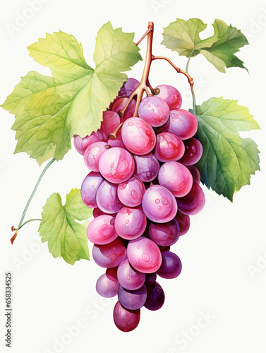 Watercolour Collection { No1 } Homegrown Grape Wine Products Made at Eco Sustainable Farm: Red Pink, White, Green, Grapes, Cheese, Grapes in Hands, Glass of Wine, Leaves, Grapes in Basket, Vineyard.