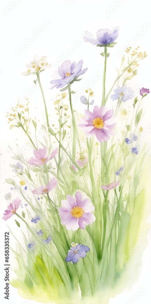 Spring meadow flowers. AI generated illustration