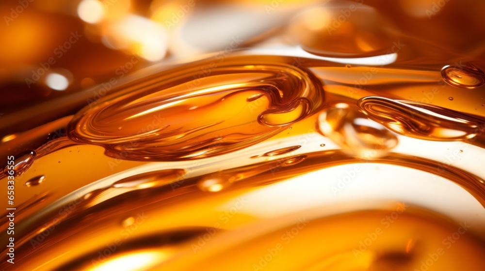 Yellow and orange bubbles, drops of oil in water, olive oil for cooking background.