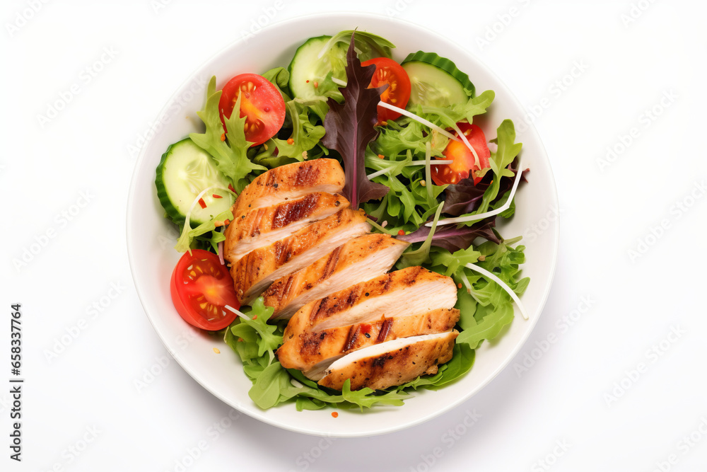 Healthy Plate: Chicken Fillet with Salad. Generative AI Healthy Plate: Chicken Fillet with Salad. Generative AI