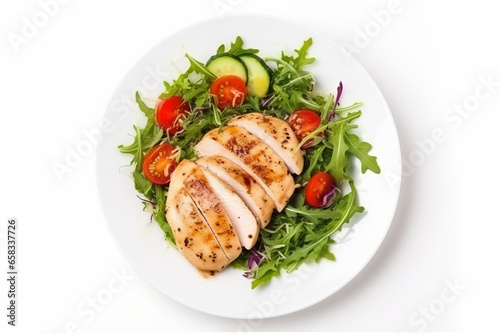 Healthy Plate: Chicken Fillet with Salad. Generative AI