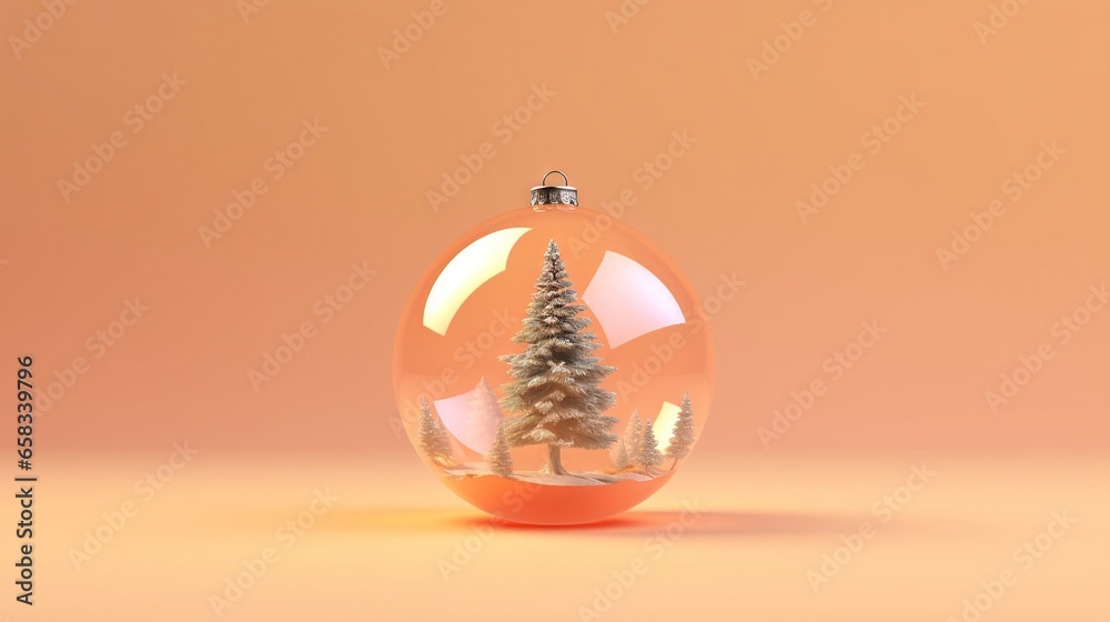 a glass ornament with a small tree inside of it. generative ai a glass ornament with a small tree inside of it. generative ai