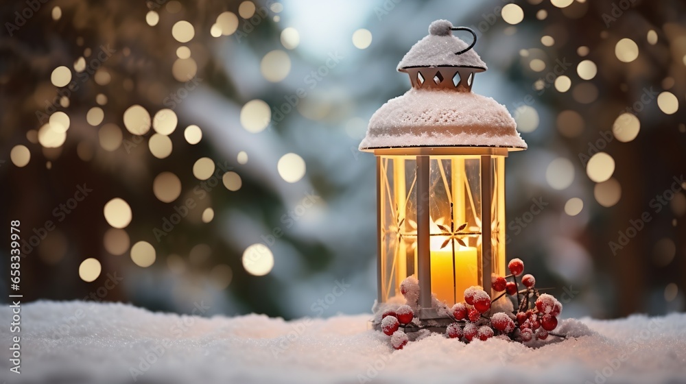  a lantern with a lit candle in the middle of it.  generative ai