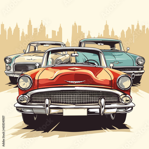 Vector of classic cars in retro style