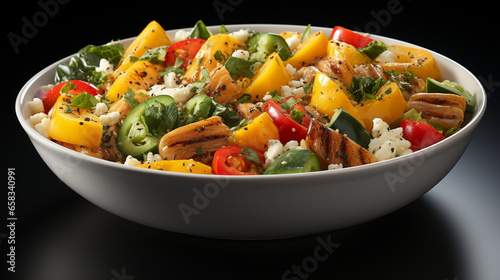 A bowl of capsicum and quinoa salad UHD wallpaper Stock Photographic Image